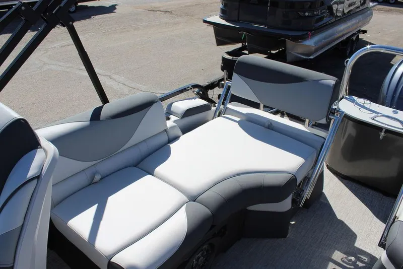 Slide: The Image of 2025 Avalon LSZ 2185 Quad Lounge Shift boat interior with stylish seating. - 14