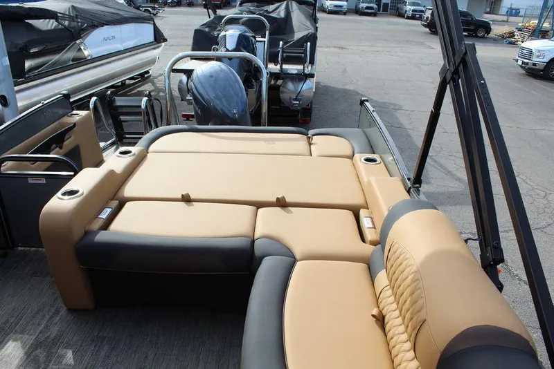 Slide: The Image of 2025 Avalon Catalina Versatile Rear Bench 23 FT with luxurious seating and spacious layout. - 17