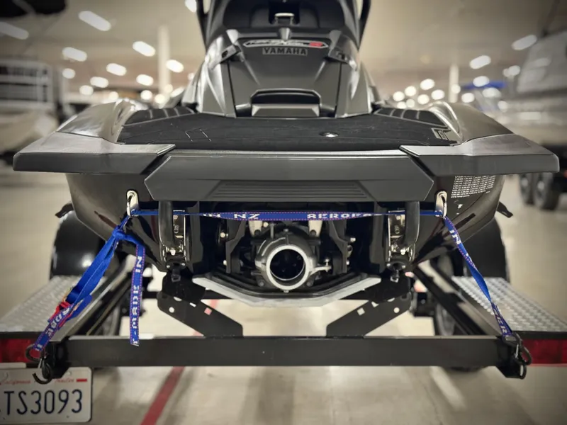 Slide: The Image of 2021 Yamaha WaveRunner FX Cruiser SVHO secured on a trailer, rear view. - 6