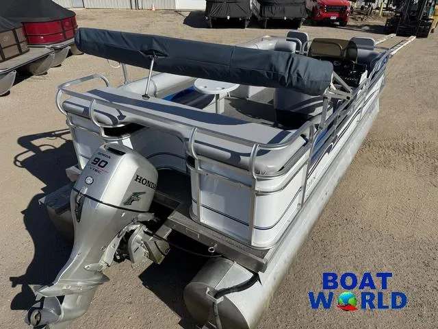 Slide: The Image of 2011 TMC 2200 SE Pontoon with Honda 90 engine, displayed at Boat World. - 6