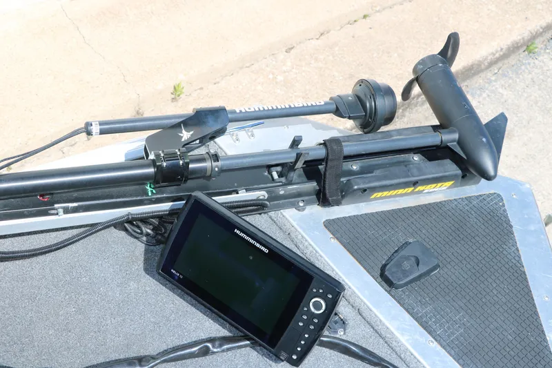 Slide: The Image of 2014 Tracker Pro 160 boat with fish finder and trolling motor. - 19