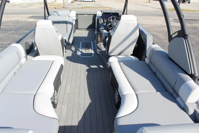 Slide: The Image of 2025 Avalon Excalibur LTD Quad Lounge 25 FT interior with spacious seating and modern design. - 12