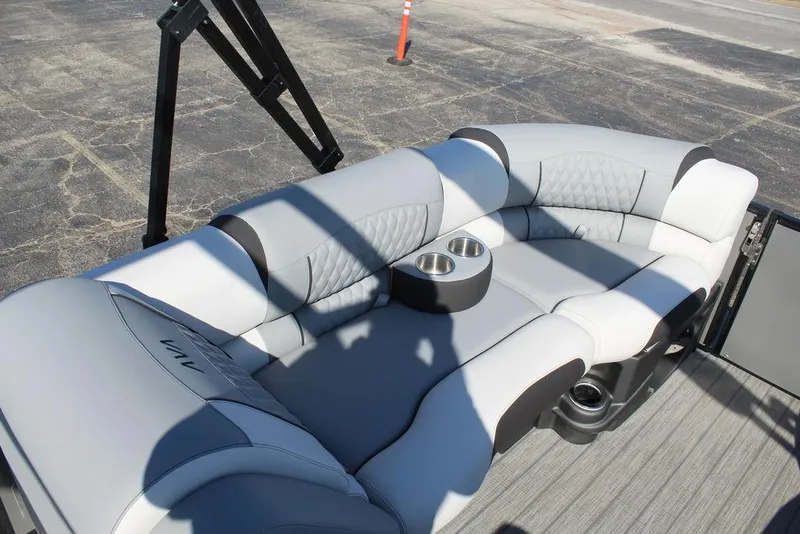 Slide: The Image of Luxurious seating on 2025 Avalon Excalibur LTD Quad Lounge 25 FT pontoon boat. - 16