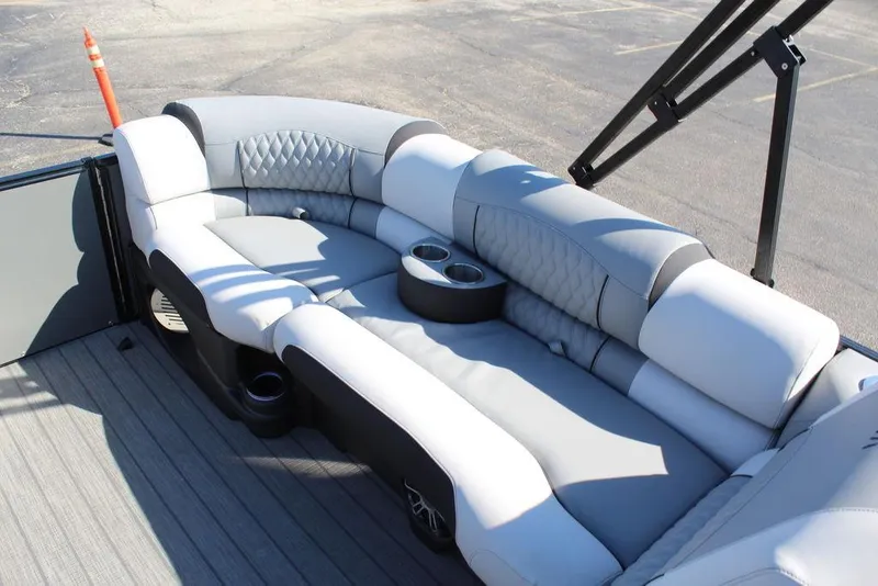 Slide: The Image of Luxurious seating on 2025 Avalon Excalibur LTD Quad Lounge 25 FT pontoon boat. - 17