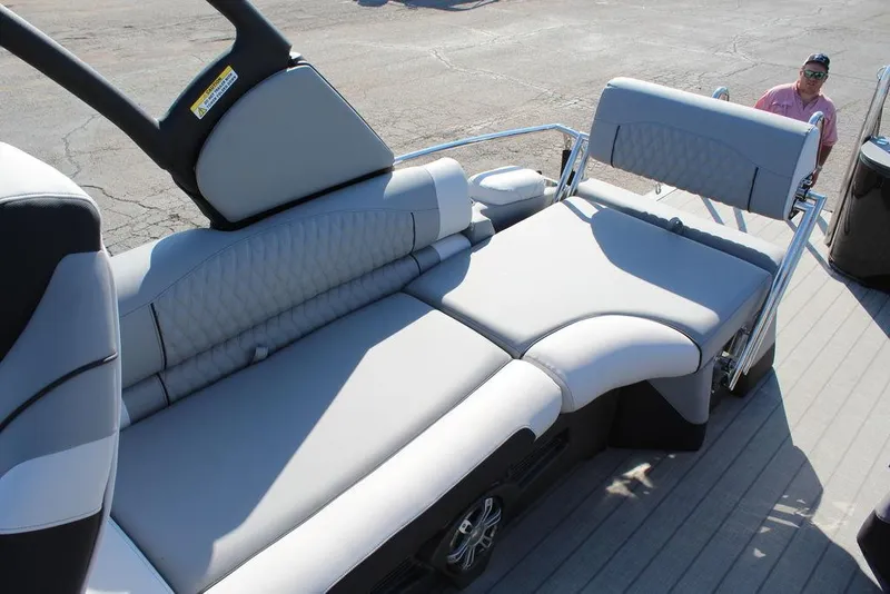 Slide: The Image of 2025 Avalon Excalibur LTD Quad Lounge 25 FT with luxurious seating on a sunny day. - 23