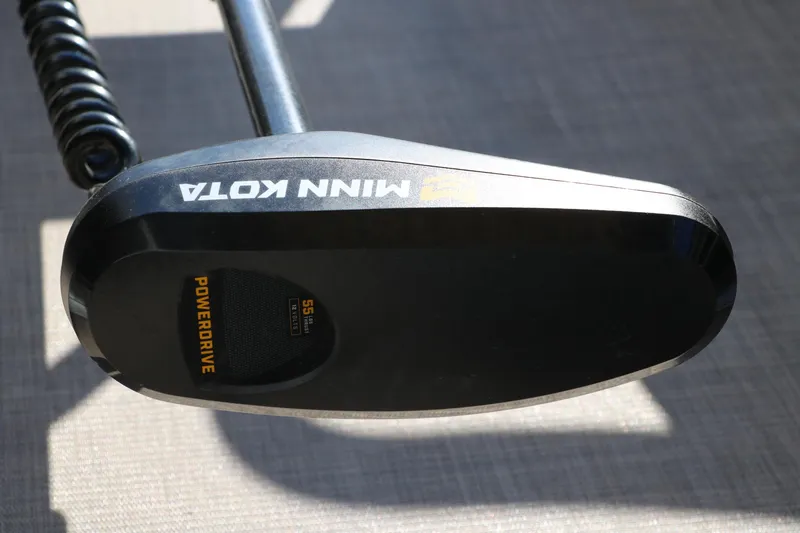 Slide: The Image of Minn Kota PowerDrive motor on 2023 Sun Tracker Bass Buggy 18 DLX pontoon boat. - 27