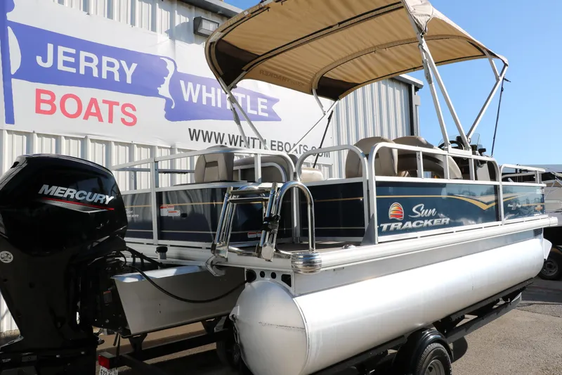 Slide: The Image of 2023 Sun Tracker Bass Buggy 18 DLX pontoon boat with Mercury engine at Jerry Whittle Boats. - 3