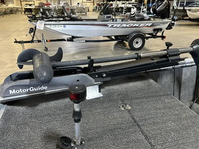 Slide: The Image of XTREME BOATS River Skiff 15452 SS 2021 with MotorGuide trolling motor in showroom. - 4
