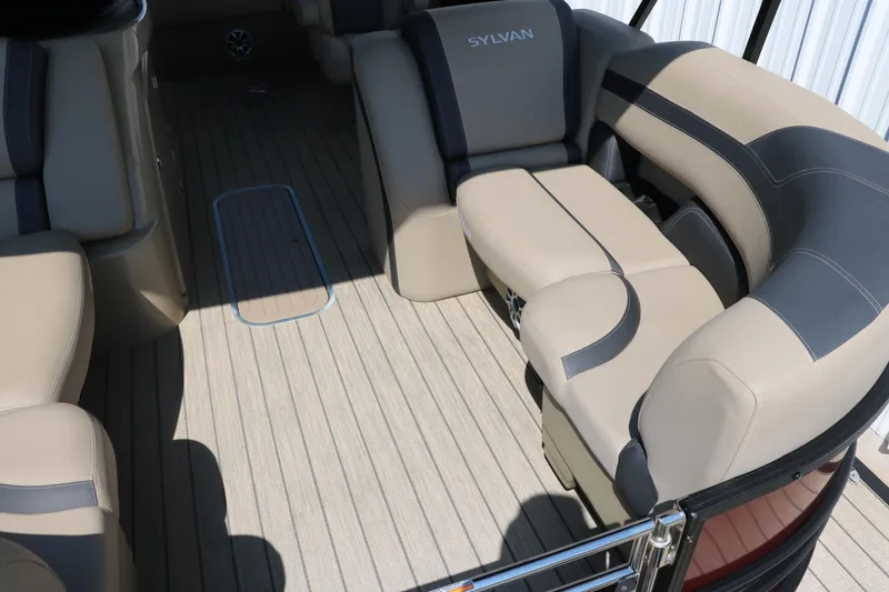 Slide: The Image of Luxurious interior of 2025 Sylvan L3 CLZ DH boat with plush seating and sleek design. - 19