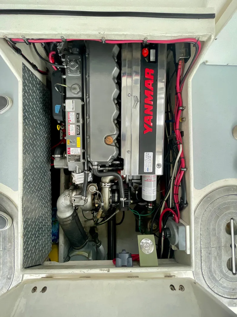 Slide: The Image of Engine compartment of a 2004 Beal 34 boat with Yanmar engine. - 29
