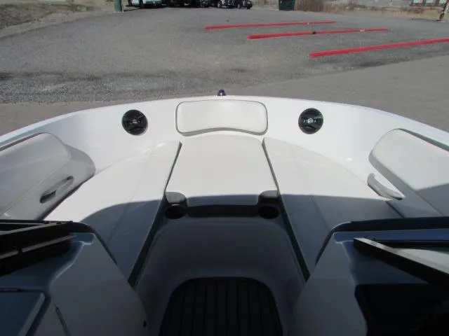 Slide: The Image of 2017 Bayliner VR6 boat interior with spacious seating and sleek design. - 9