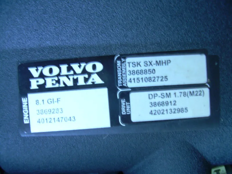 Slide: The Image of Volvo Penta engine label on 2005 Monterey MONTURA 248 LS boat. - 4