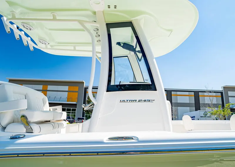 Slide: The Image of 2025 Sea Hunt Ultra 245 SE boat, featuring sleek design and modern amenities. - 13