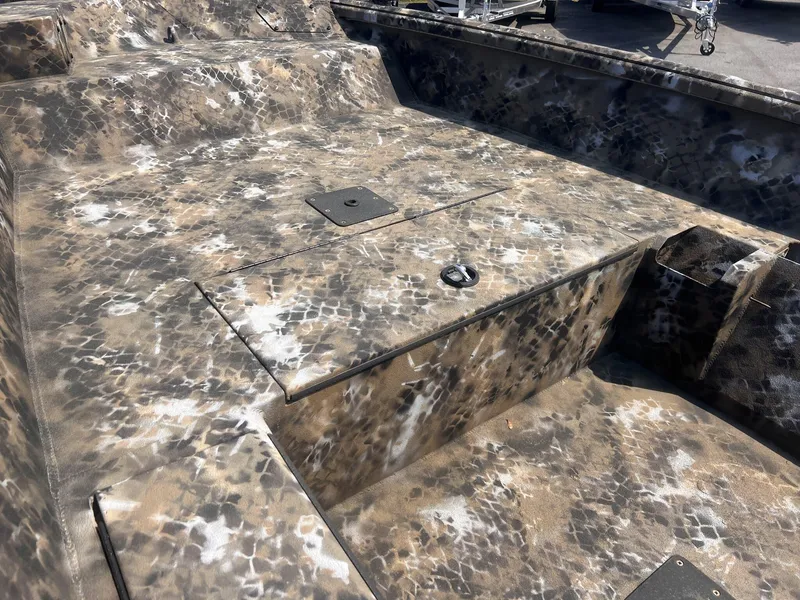 Slide: The Image of 2024 Excel RIVER WARRIOR 1651 boat interior with camouflage pattern. - 4