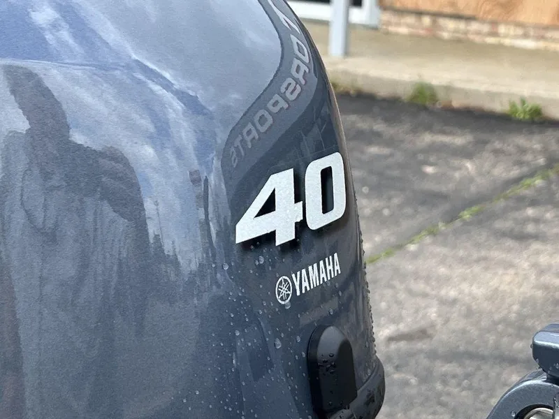 Slide: The Image of Yamaha 40 horsepower outboard motor on a G3 16 dk, 2025 model. - 16