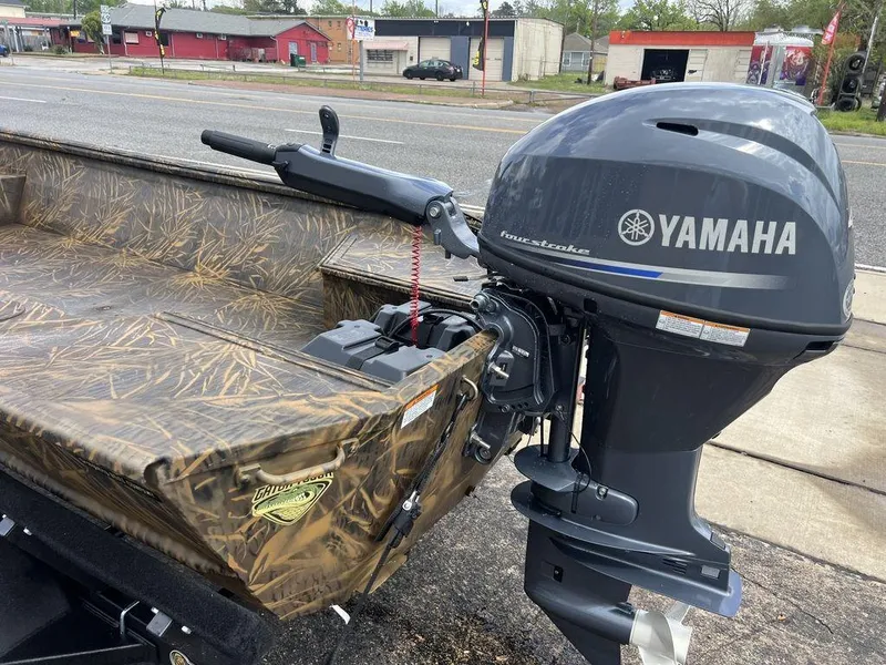 Slide: The Image of Camouflage-patterned G3 16 dk boat with Yamaha outboard motor, 2025 model. - 29