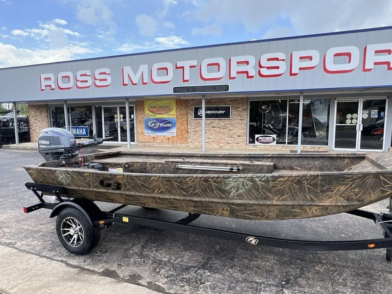 Slide: The Image of 2025 G3 16 dk boat with Yamaha motor at Ross Motorsports dealership. - 6