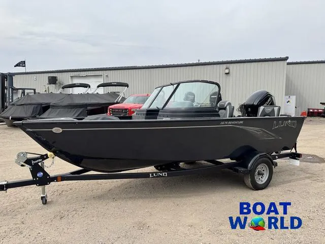 Slide: The Image of 2021 Lund 1675 Adventure Sport boat on trailer at Boat World dealership. - 21