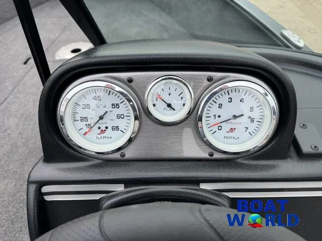 Slide: The Image of Dashboard of 2021 Lund 1675 Adventure Sport boat with speedometer and fuel gauge. - 28