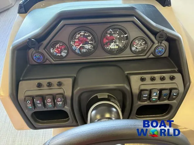 Slide: The Image of Dashboard of 2025 Bentley Pontoons Legacy 220 Swingback with Honda 4-Stroke EFI controls. - 14