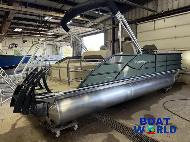 Slide: The Image of 2025 Bentley Pontoons Legacy 220 Swingback with Honda 4-Stroke EFI in a showroom. - 46