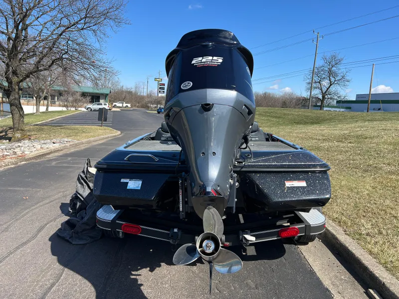 Slide: The Image of 2018 Skeeter ZX 225 boat on trailer, rear view, parked on a sunny day. - 7