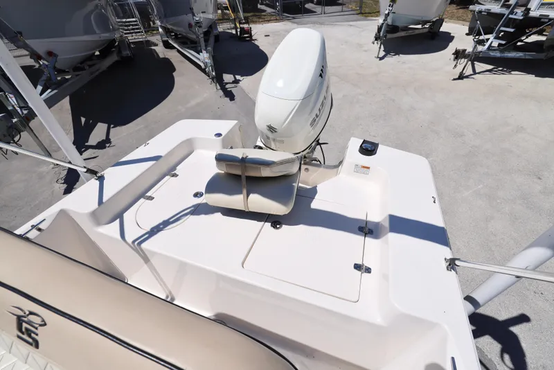 Slide: The Image of 2020 Carolina Skiff 192 JLS boat with outboard motor, viewed from above. - 6