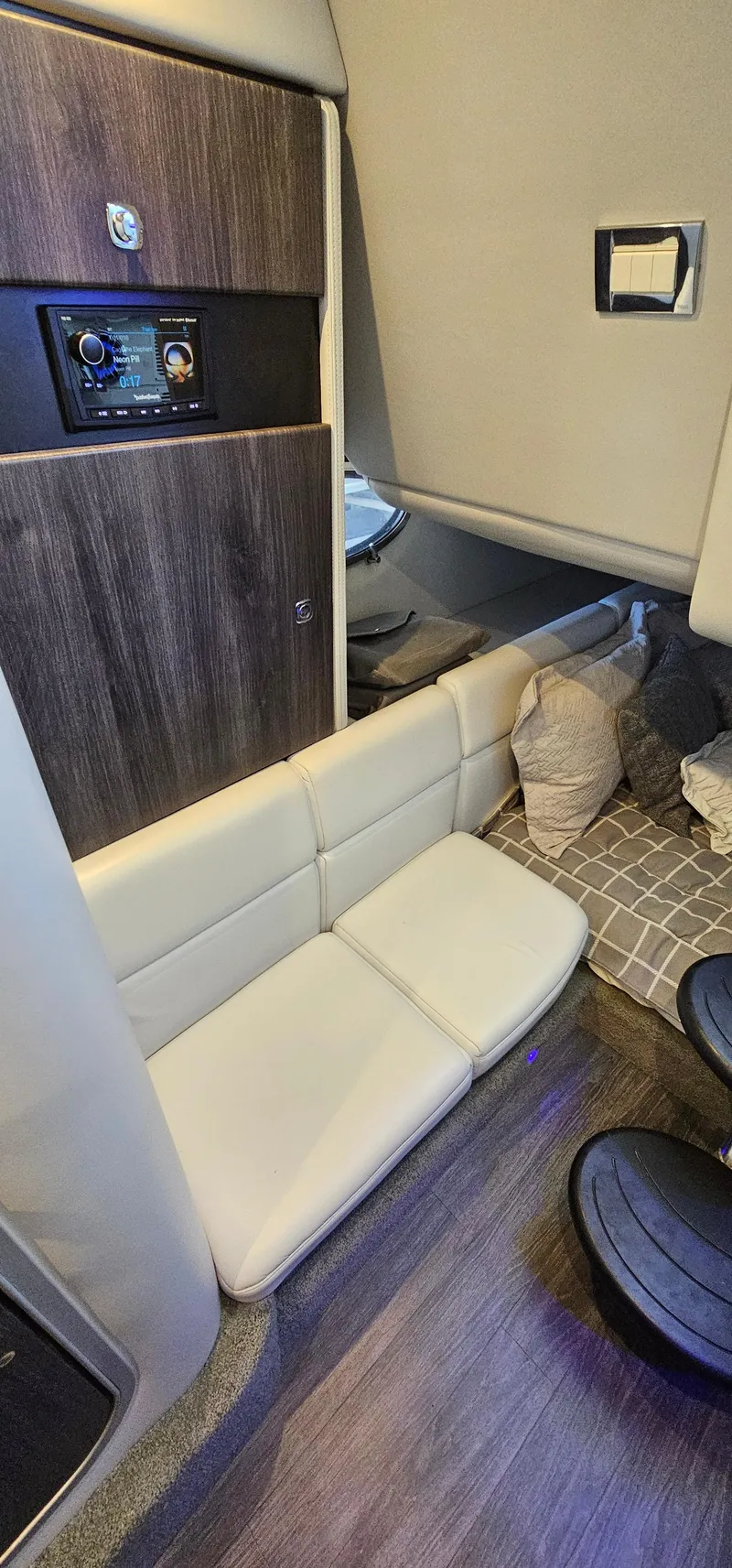 Slide: The Image of 2021 Formula 350 CBR cabin interior with seating and modern design. - 27