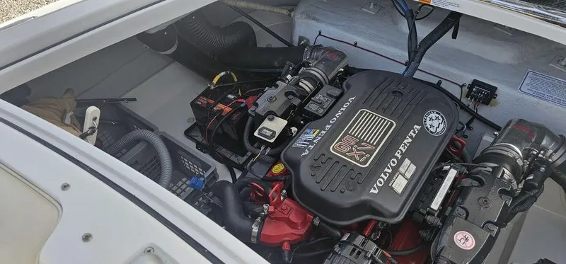 Slide: The Image of 2007 Chris-Craft Launch 22 engine compartment with Volvo Penta engine. - 19