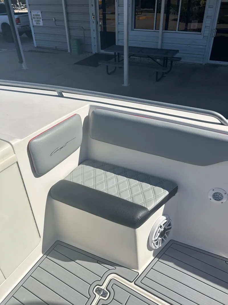 Slide: The Image of Boat seating area with gray cushioned seat, Concept 30 SD, 2009 model. - 46