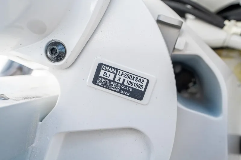 Slide: The Image of Close-up of Yamaha motor label on 2025 Sea Hunt Gamefish 27 FS boat. - 39