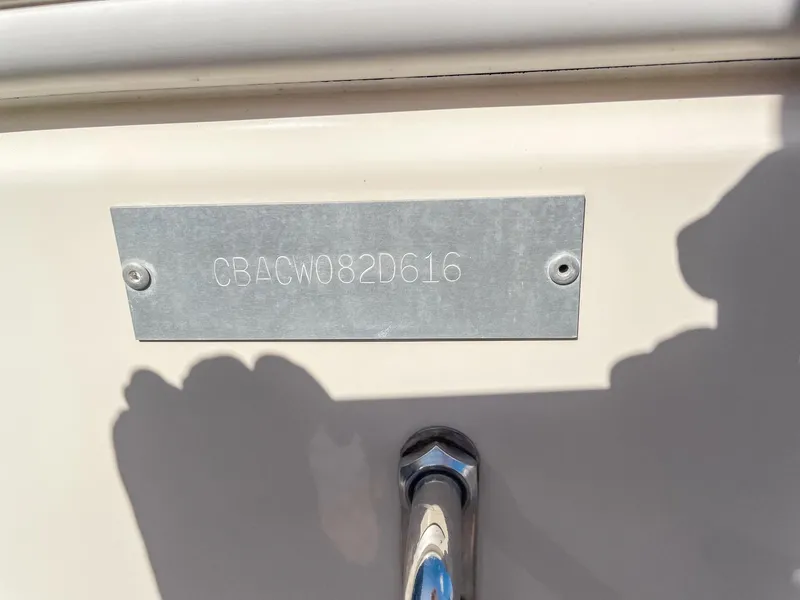 Slide: The Image of 2016 Cobia 277 CC boat identification plate with serial number. - 20