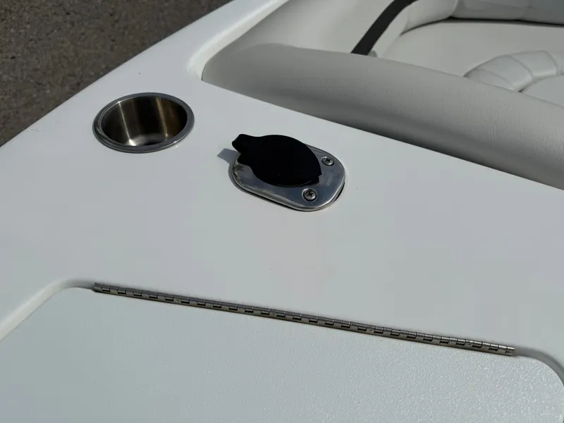 Slide: The Image of 2023 Hurricane SunDeck Sport 188 OB boat detail with cup holder and seating. - 30