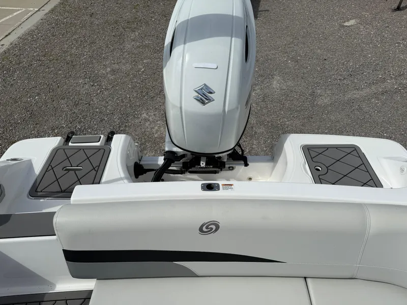 Slide: The Image of 2023 Hurricane SunDeck Sport 188 OB boat with Suzuki outboard motor, rear seating view. - 32