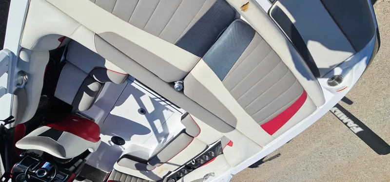 Slide: The Image of Interior of 2013 Malibu Wakesetter 23 MXZ boat with stylish seating and modern design. - 16
