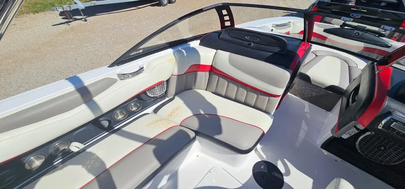 Slide: The Image of Interior of 2013 Malibu Wakesetter 23 MXZ boat with stylish seating and modern design. - 21