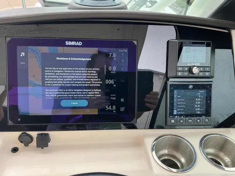 Slide: The Image of Dashboard of 2023 Boston Whaler 240 Vantage with Simrad navigation system. - 20