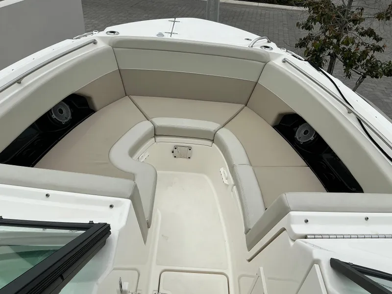 Slide: The Image of 2023 Boston Whaler 240 Vantage boat interior with spacious seating area. - 24