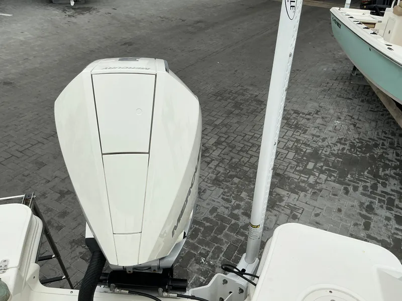 Slide: The Image of 2023 Boston Whaler 240 Vantage boat engine and deck view. - 34