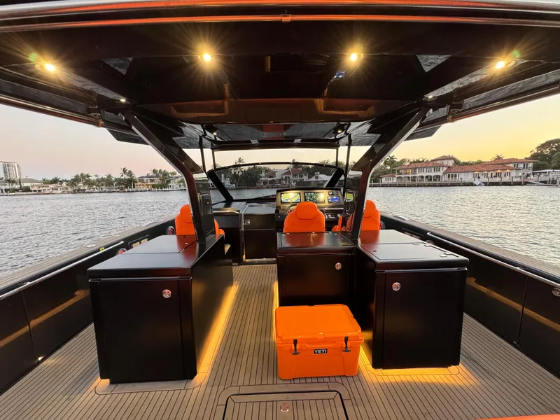 Slide: The Image of Luxurious 2023 Pardo Yachts 50 interior with modern design and waterfront view. - 19