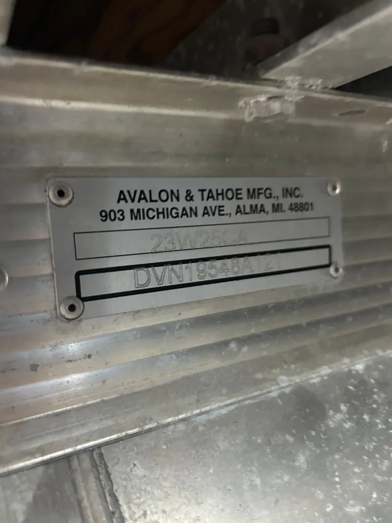 Slide: The Image of Avalon Catalina 24' 2021 manufacturer plate, Avalon & Tahoe Mfg., Alma, MI. - 11