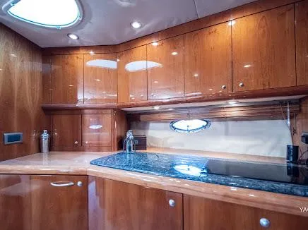Slide: The Image of Luxurious wooden kitchen interior of 2007 Sunseeker Predator 55 yacht. - 12