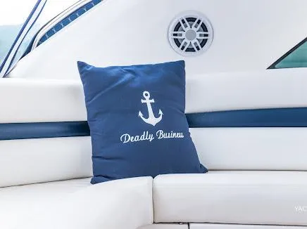 Slide: The Image of Blue anchor-themed cushion on Sunseeker Predator 55 yacht, 2007 model. - 27