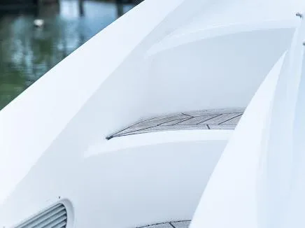 Slide: The Image of Close-up of 2007 Sunseeker Predator 55 yacht's sleek white deck design. - 39