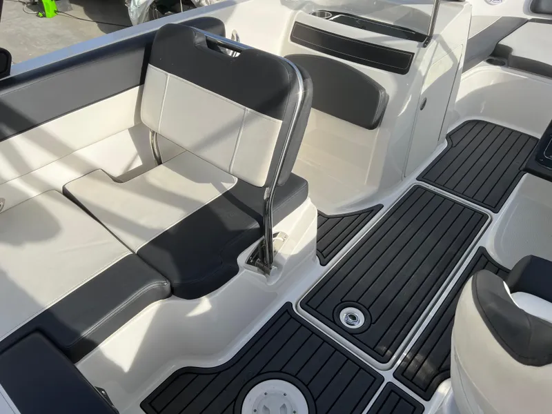Slide: The Image of 2021 Bayliner VR5 Bowrider I/O interior with sleek seating and modern design. - 18