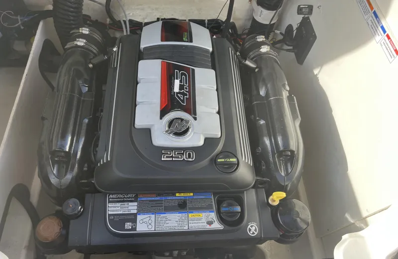 Slide: The Image of 2021 Bayliner VR5 Bowrider I/O engine, showcasing a powerful 250 horsepower motor. - 20