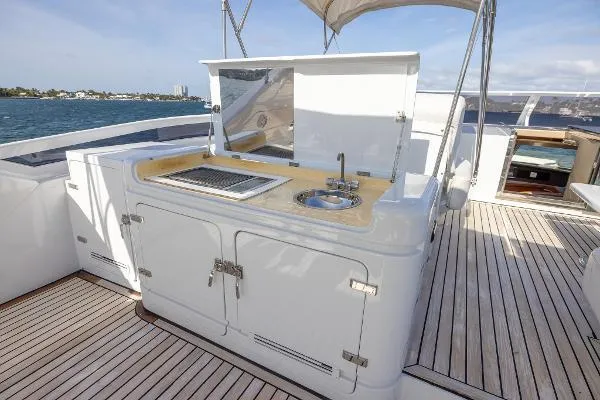 Slide: The Image of Luxury yacht deck with outdoor kitchen on 1999 Azimut 5 Stateroom VIP Edition. - 17