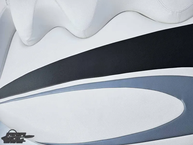 Slide: The Image of Abstract design on 2003 Baja .38 Special boat upholstery, featuring black and gray curves. - 45