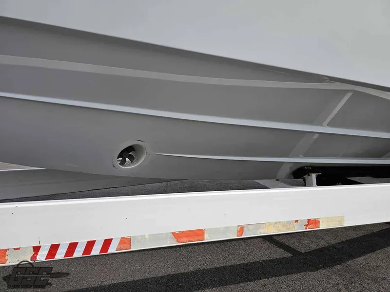 Slide: The Image of 2003 Baja .38 Special boat hull on trailer, close-up view. - 9