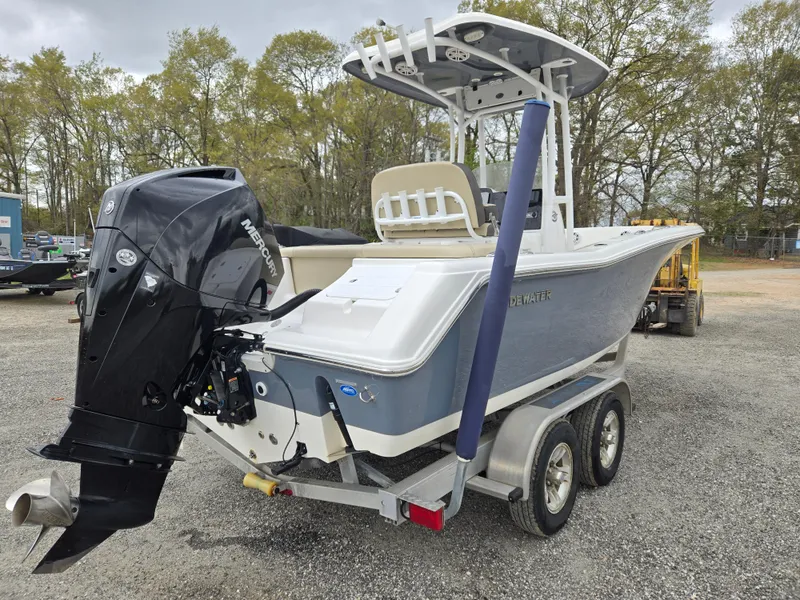 Slide: The Image of 2020 Tidewater 220 LXF boat on trailer with Mercury outboard motor. - 4